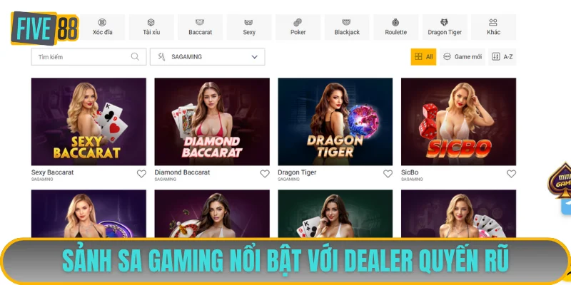 Sảnh SA Gaming nổi bật với dealer quyến rũ